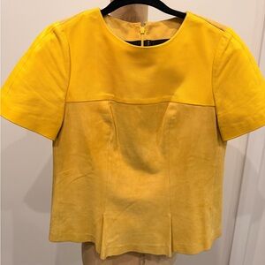 Balenciaga Yellow Suede and Leather Short-Sleeve Top